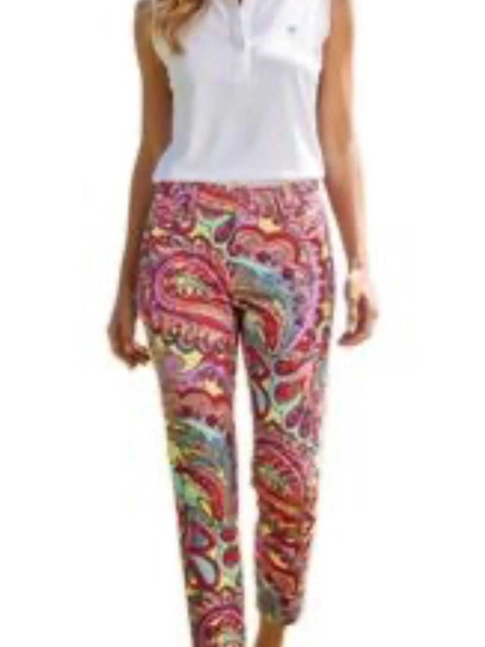 Lilly Pulitzer Multi-Color Paisley Cropped Slim Pants. Size 8